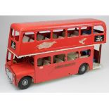 Triang pressed steel London Transport double decker bus (no. 93), with working bell beneath,