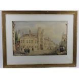 Richard Bankes Harraden (1778-1862). Watercolour, depicting Christ's College, Cambridge, signed by