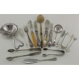 Silver flatware and 4 part-silver items includes 2 butter knives, tea strainer etc. - various
