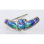 Charles Horner silver blue & green enamel brooch, hallmarked 'C.H., Chester 1909' (catch missing),