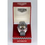 Gents stainless steel cased Heuer Autavia Automatic Dual Time Chronograph Wristwatch with date