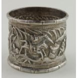 Chinese silver napkin ring. Marked inside with a mark we cannot read. Weighs 3/4 oz approx.