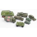 Dinky. A collection of eight Dinky military vehicles, including Centurion Tank, Shado 2, Military