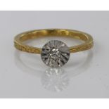 18ct Gold Solitaire Diamond Ring size L weight 2.5g