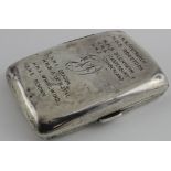 Silver cigarette case, engraved to front & back listing all the ships a Naval serviceman sailed on