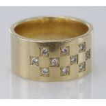 9ct Gold Large gents Diamond set Ring size W weight 16.3g