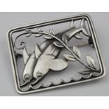 Georg Jensen sterling silver dolphin brooch (no. 251), 30mm x 36mm approx.