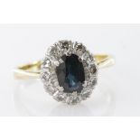 18ct Gold Sapphire and Diamond Ring size M weight 4.0g