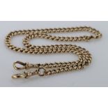 9ct gold pocket watch chain. Approx length 42cm, total weight 31.4g