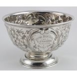 Small silver rose bowl inscribed on the front for the best foal by Langton. Presented by Menzies