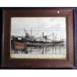 WWI Ipswich interest. Delft tile picture, comprising of twelve tiles, depicting the Steamship 'Waal'