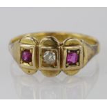 22ct Gold Ruby and Diamond Ring size M weight 2.9g