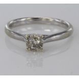 9ct White Gold Solitaire Diamond Ring 0.17 total carat weight size O weight 2.9g