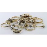 Collection of 9ct Gold White stone set Rings (17) weight 36.9g