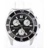 Gents Tissot 1853 quartz ? chronograph. The black dial with three white subsidiary dials and date
