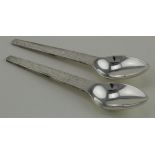 Two modern silver spoons hallmarked CNL (Christopher Nigel Lawrence) London, 1986. Weighs 2oz