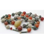 Egyptian bead necklace, consisting of multicoloured beads of varying sizes, length 80cm approx.