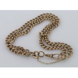 9ct rose gold double row curb link bracelet with swivel clasp and safety chain, weight 24.6g