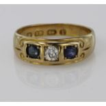 18ct Gold Sapphire and Diamond Ring size O weight 3.7g
