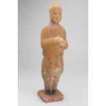 Chinese tang dynasty circa 618-906AD terracotta attendant figurine, 270mm