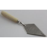 Small silver & ivory butter trowel engraved "Mrs. G. Osborn, Edmonton, Wesleyan Central Hall