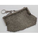 Silver mesh evening bag hallmarked SB&SLd. Birm. 1910. Weighs 4.5oz