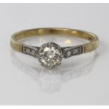 18ct and platinum diamond solitaire ring, diamond weight calculated as approx. 0.45ct, finger size