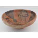 Indus Valley circa 2200 BC terracotta bowl depicting ibex and swastika, 150-60mm