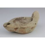 Roman circa 100 AD terracotta oil lamp, 115mm