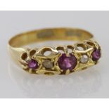 18ct Gold Ruby and Diamond Ring size N weight 2.9g