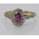 18ct Gold Ruby and Diamond Ring size M weight 2.9g
