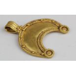 Viking circa 900 AD gold lunar pendant, 30x25mm