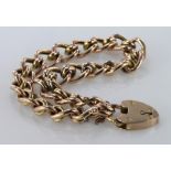 9ct Gold Ladies Padlock Curb style Bracelet weight 16.0g