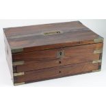 Walnut box with two drawers beneath, fitted brass handles & mounts, height 17cm, width 41cm, depth