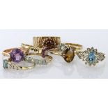 Collection of 9ct Gold coloured stone set Rings (8) weight 19.6g