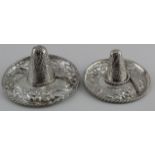 Two Mexican silver hat dishes, both marked for silver, but the marks on one dish are very