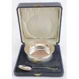 Boxed, silver bowl & spoon both hallmarked for 1919. One is A&J Zimmerman Ltd. of Birm. and the