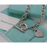 Tiffany & Co silver link necklace, having heart return label attached, approx 41cm long. In a