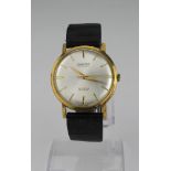 Gents 18ct Gold cased Exactus Automatic wristwatch, diameter 34mm approx., on a leather strap,