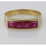 18ct Gold 4 stone Ruby set Ring size X weight 6.2g