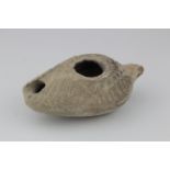 Roman circa 400 AD terracotta judean oil lamp, 100mm