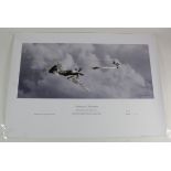 Large Ltd edition signed World War 2 Spitfire print signed by Commander Tony Gaze rolled