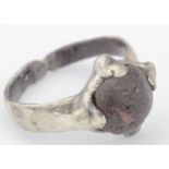 Viking circa 900 AD silver ring with stone, 23mm