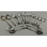 Silver flatware includes three golf spoons, attractive jam spoon and a 800 silver souvenir spoon and