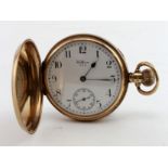 Gents "Waltham" 9ct cased open face pocket watch, hallmarked Birmingham 1916, movement number