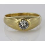 18ct Gold Gents Solitaire Diamond Ring approx 0.60ct weight size Q weight 9.0g