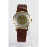 Gents gold plated wristwatch by Hamilton the two tone silver / gold dial with arabic numerals /