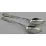 Two Scots fiddle silver teaspoons comprising one for Greenock c.1780 by B.C. , all three marks are a