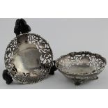 Silver pair of bon bon dishes, by Maple & Co., hallmarked 'London 1929', each engraved 'U.C.H. April