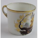 Minton coffee cup, decorated with a Chinese figure holding a rod, makers mark to base (pattern no.